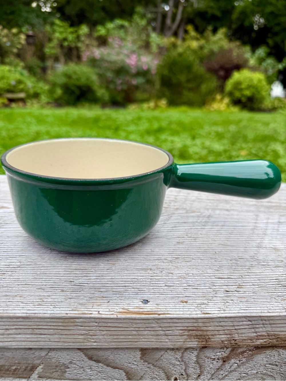 Vintage Hunter Green Le Creuset #14 Enamel Pan